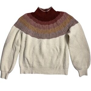 Maurice's Women's Mock Neck Sweater‎ Beige Brown Knit Pullover, Size L